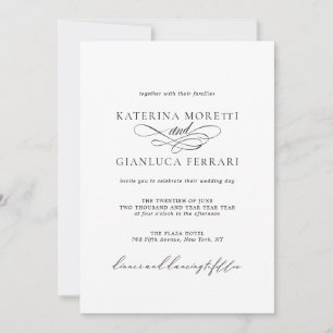 Elegante invitación a matrimonio con fotografía co
