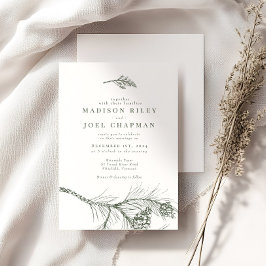 Elegante invitación a matrimonio de ramas de pino 