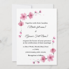 Elegante Invitación a matrimonio floral - Plantill