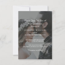 Elegante invitación a matrimonio fotográfico gris