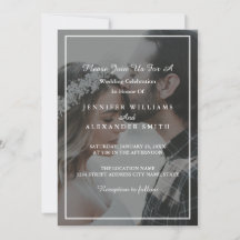 Elegante invitación a matrimonio fotográfico gris