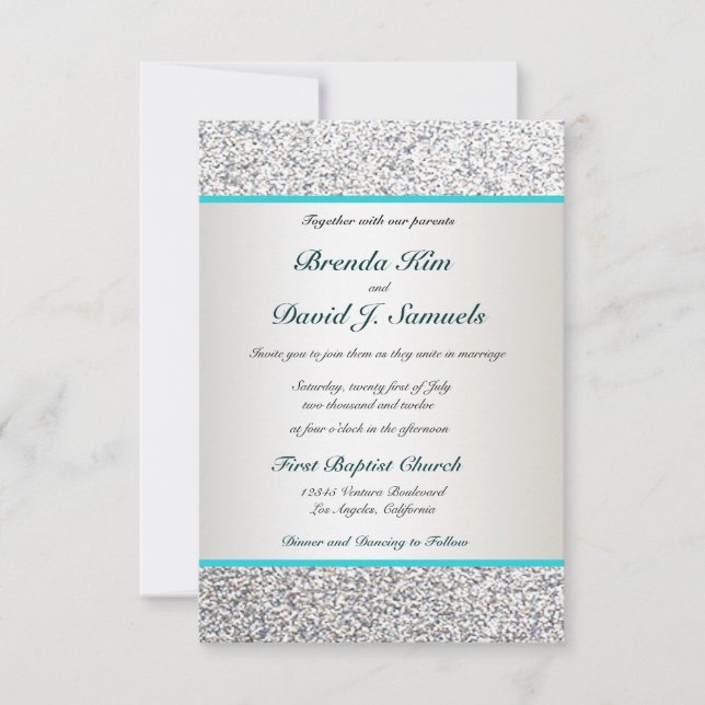 Elegante invitación a matrimonio Purpurina (Anverso)