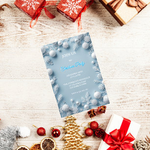 Elegante invitación a Navidades blancos y azules