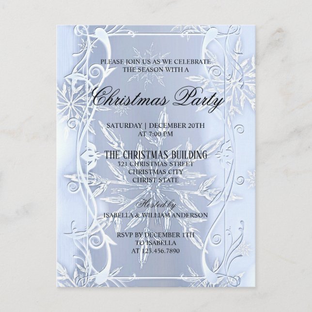 Elegante invitación a Navidades de cristal platead (Anverso)