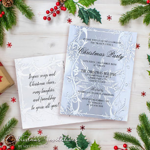 Elegante invitación a Navidades de cristal platead