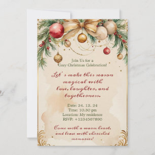 Elegante invitación a Navidades de oro con invitac
