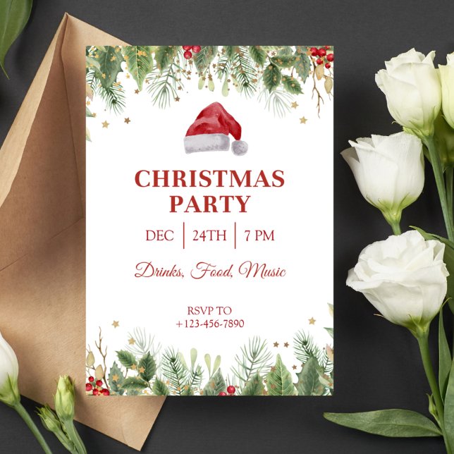 Elegante invitación a Navidades de Santa Hat (Subido por el creador)