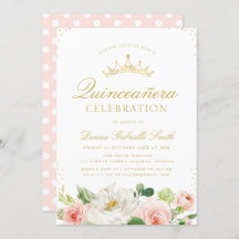 Elegante invitación a Quinceanera con flores de co