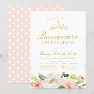 Elegante invitación a Quinceanera con flores de co