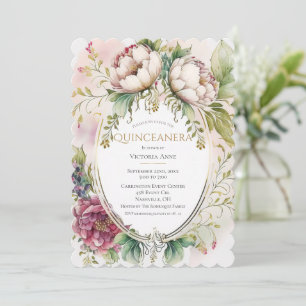 Elegante Invitación a Quinceanera en Borgoña