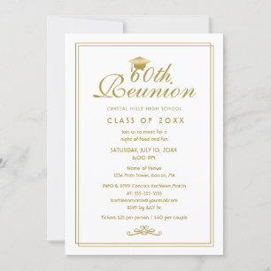 Elegante Invitación a Reunión de Clase 60 de Oro B