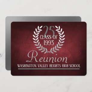 Elegante Invitación a Reunión de Clase Roja Plata