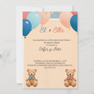 Elegante invitación a revelar género en español