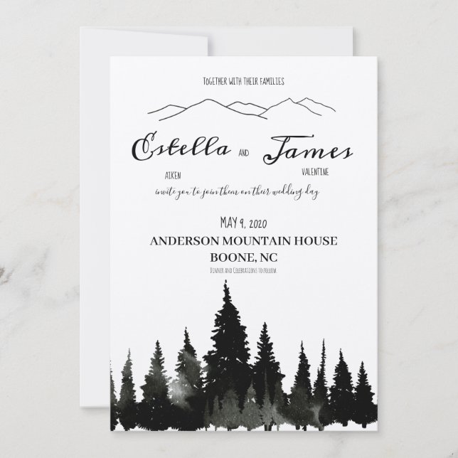 Elegante invitación a una boda de montaña rusa (Anverso)
