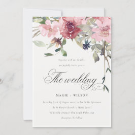 Elegante Invitación a una boda floral Rosa Dusky R