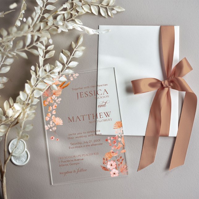 Elegante Invitación Acrílica Floral Estilo Boho Pe (Subido por el creador)