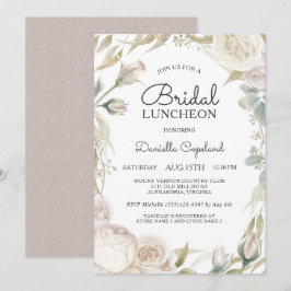 Elegante invitación al almuerzo de novias de rosas