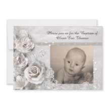 Elegante invitación al bautismo con foto