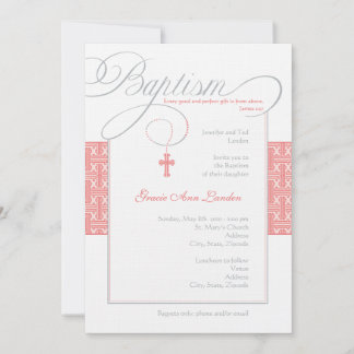 Elegante invitación al bautismo| Coral