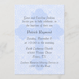 Elegante invitación al bautismo cruzado azul Perso