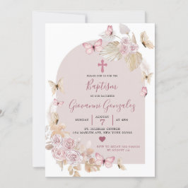 Elegante invitación al bautismo de mariposa de Boh