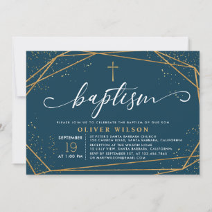 Elegante invitación al bautismo de niño de la mari