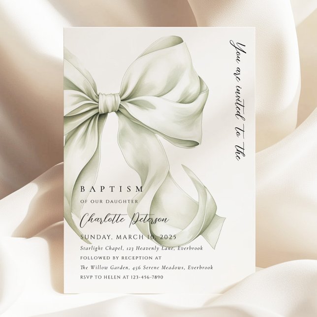 Elegante invitación al bautismo de Sage Bow (Subido por el creador)