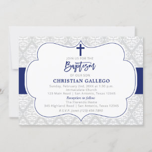 Elegante invitación al bautismo de un chico de la