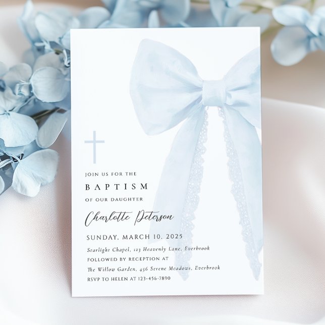 Elegante invitación al bautismo de vaca azul (Subido por el creador)