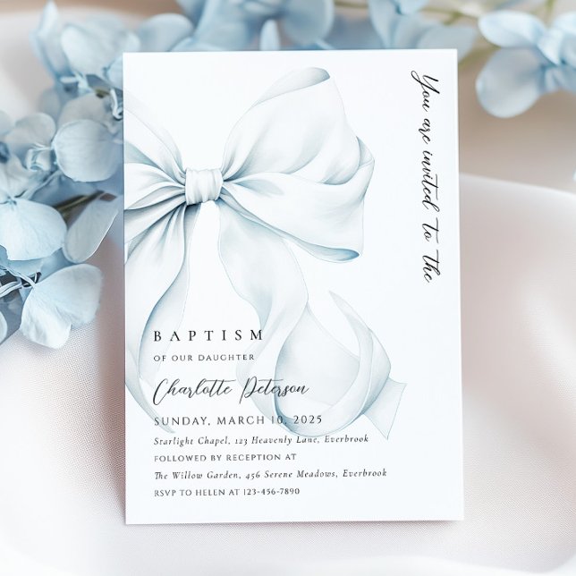 Elegante invitación al bautismo de vaca azul (Subido por el creador)