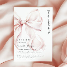 Elegante invitación al bautismo de vaca rosado