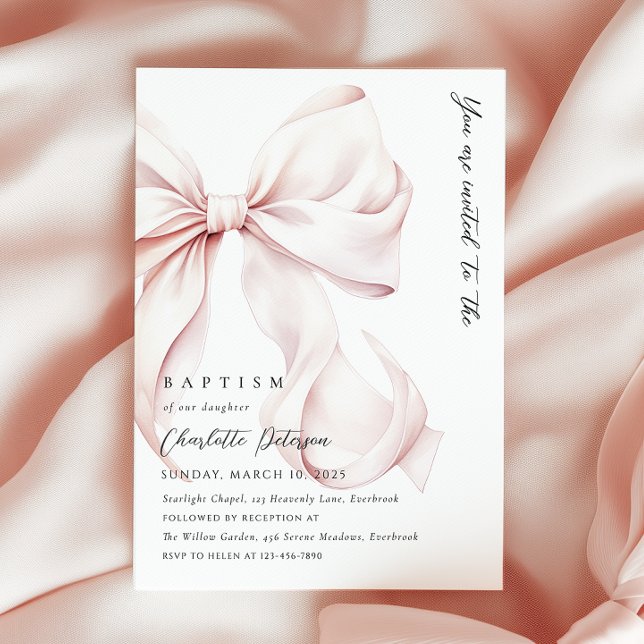 Elegante invitación al bautismo de vaca rosado (Subido por el creador)