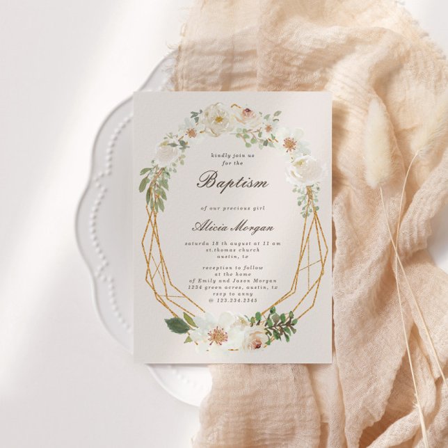 Elegante invitación al bautismo floral de los Jard (Subido por el creador)