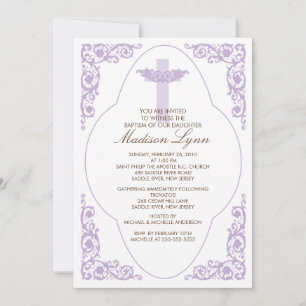 Elegante invitación al bautismo líaco