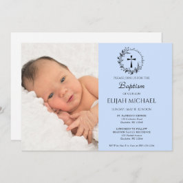 Elegante invitación al bautismo moderno de fotos e