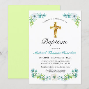 Elegante invitación al bautismo verde de travesía