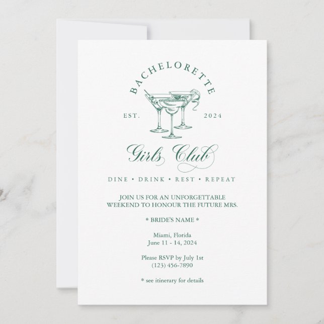 Elegante Invitación al Club de Bachillerato (Anverso)