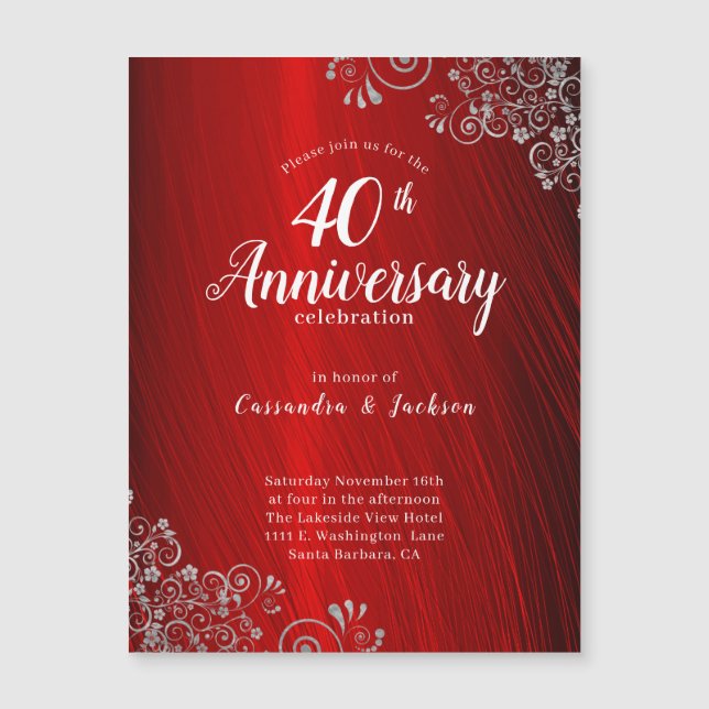 Elegante invitación al cuadragésimo aniversario de (Anverso)