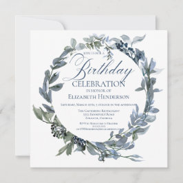 Elegante invitación al cumpleaños con flores verde