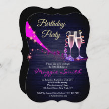 Elegante invitación al cumpleaños de Champagne mor