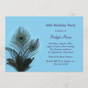 Elegante invitación al cumpleaños del pavo real