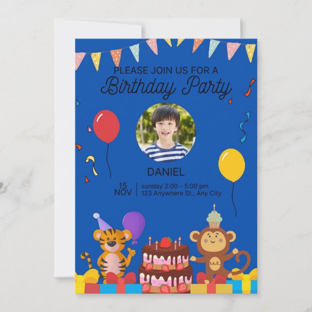 Elegante Invitación al cumpleaños - Diseño dorado  (Anverso)