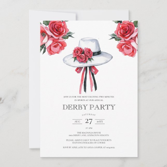 Elegante Invitación al Derby de Kentucky con Acuar (Anverso)