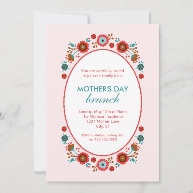 Elegante invitación al Día de la Madre Floral (Anverso)