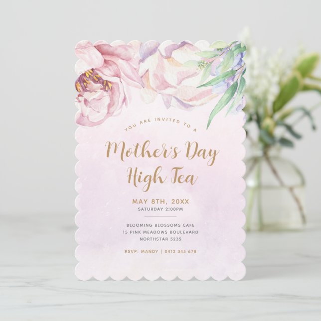 Elegante invitación al Día de la Madre Floral (Anverso de pie)