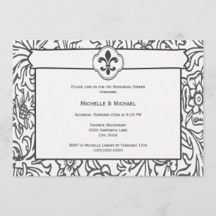 Elegante invitación al evento Black White Fleur de