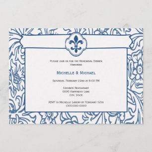 Elegante invitación al evento Blue White Fleur de 