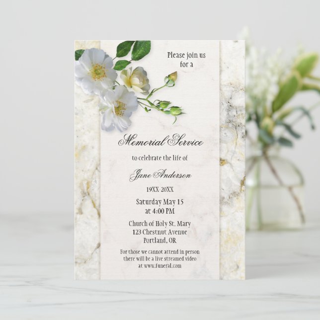 Elegante invitación al funeral de mármol (Anverso de pie)