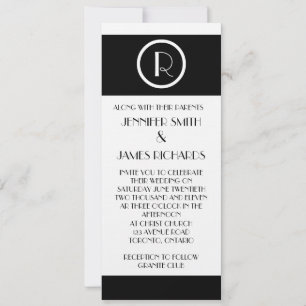 Elegante Invitación al Monograma O Boda Art Deco