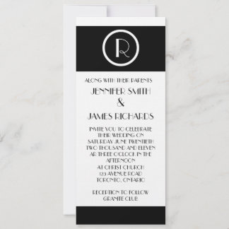 Elegante Invitación al Monograma O Boda Art Deco